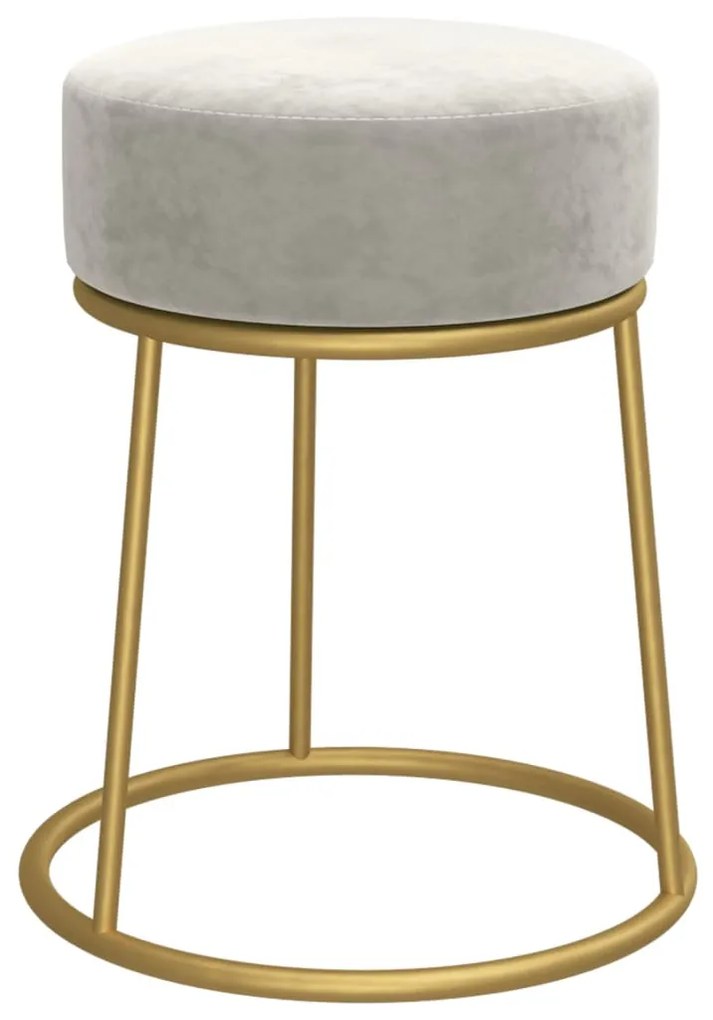 340255 vidaXL Taburet rotund, gri deschis, catifea