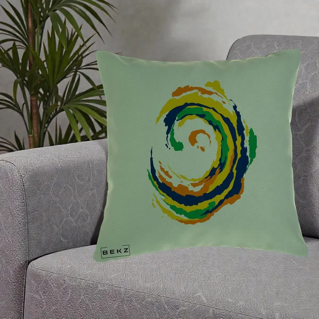 Perna Decorativa Vortex Abstract Colorat, 40x40 cm, Verde, Husa Detasabila, Perna Inclusa, BEKZ®