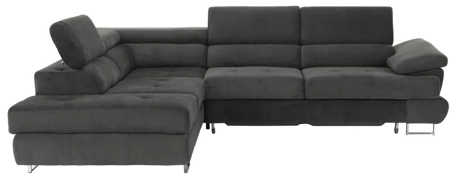 Set canapea cu spaţiu de depozitare, gri, material textil, stânga, BUTON R