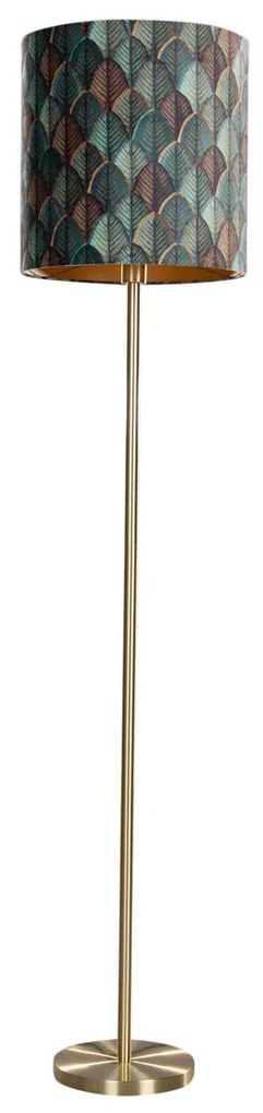 Lampă de podea din alamă cu abajur din velur cu design frunze și interior auriu - Simplo