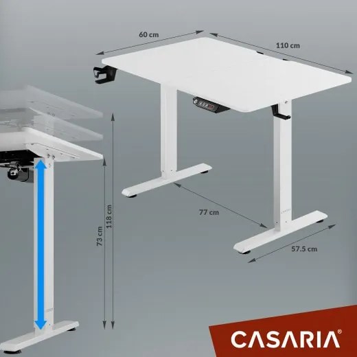 Deuba Birou de birou alb cu inaltime reglabila - 110x60x118 cm