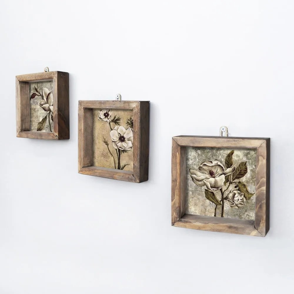 Set 3 tablouri Vintage, 15 x 15 cm