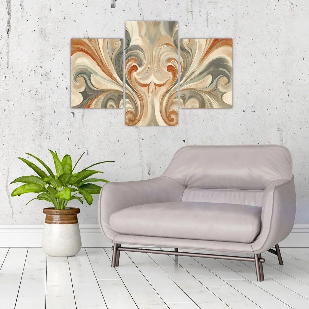 Tablou - Vârtejuri în culori pământii (90x60 cm)