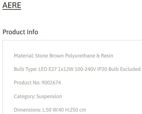 Lustra suspendata design modern, Stone Brown, AERE, L 50cm