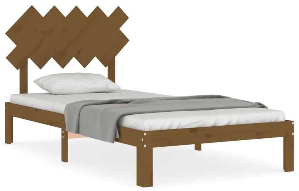 3193719 vidaXL Cadru de pat cu tăblie, maro miere, 100x200 cm, lemn masiv