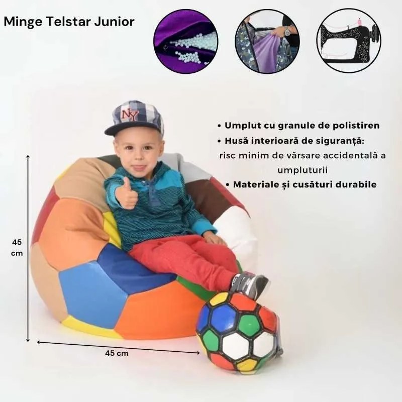 Fotoliu Minge Telstar Junior, Material Impermeabil - Mozaic