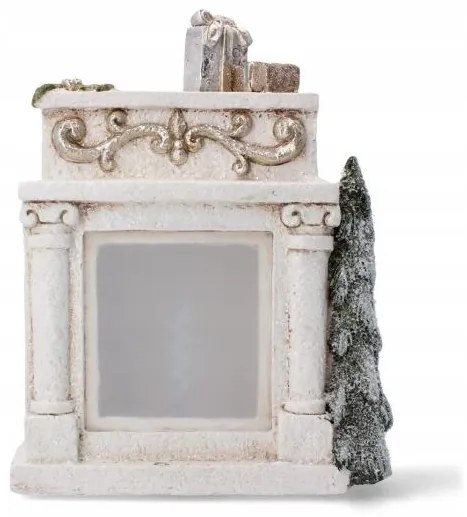 Decoratiune iarna, ceramica, semineu, LED, 3xAAA, 24x9.5x31 cm