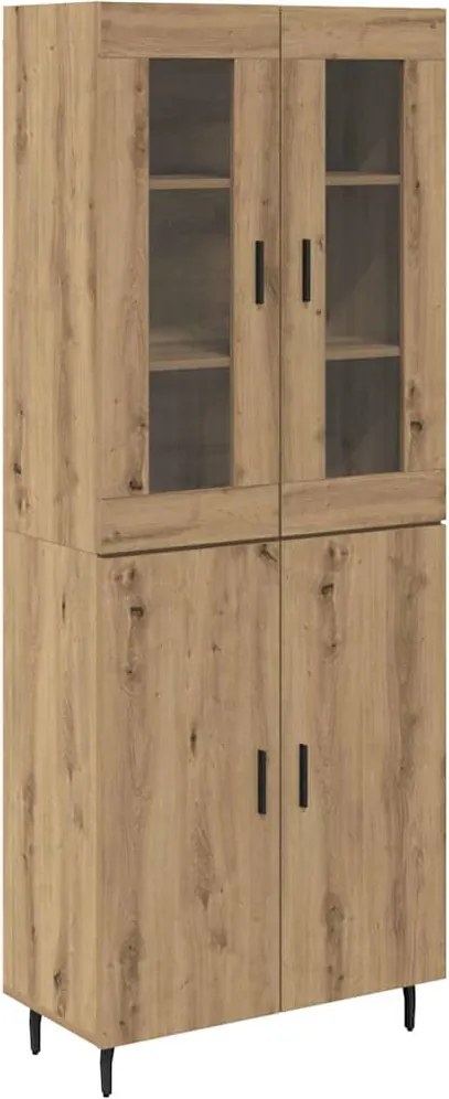 vidaXL Bufet 2 pcs Stejar Artizanal Lemn Stratificat și Sticlă