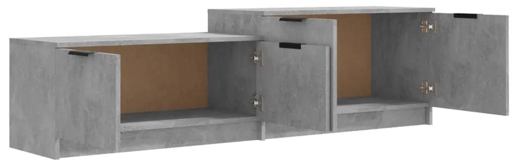 Comoda TV, gri beton, 158,5x36x45 cm, lemn prelucrat 1, Gri beton
