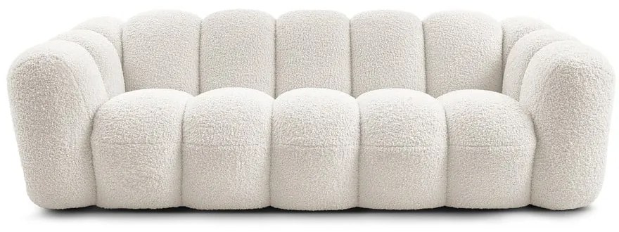 Canapea albă cu tapițerie din țesătură bouclé 232 cm Hippolyte – Bobochic Paris