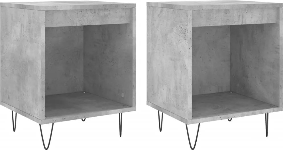 vidaXL Noptiere, 2 buc., gri beton, 40x35x50 cm, lemn compozit