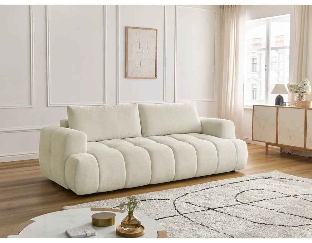 Canapea bej extensibilă/cu spațiu de depozitare 251 cm Fuji – Bobochic Paris