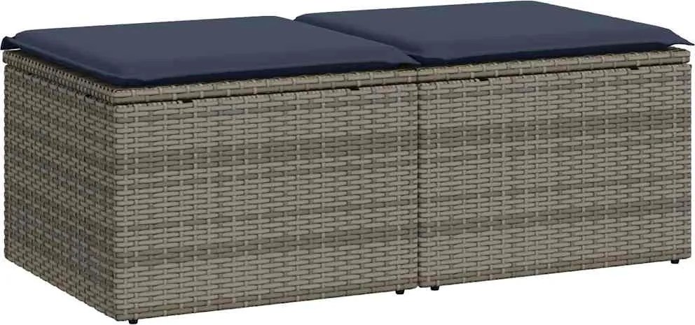 vidaXL Set mobilier grădină cu perne 2 piese gri poliratan/lemn acacia