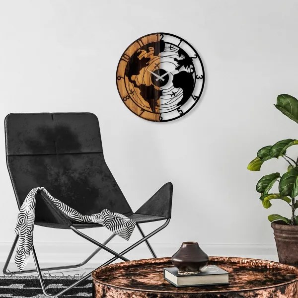 Ceas de perete d. 56 cm 1xAA lemn/metal