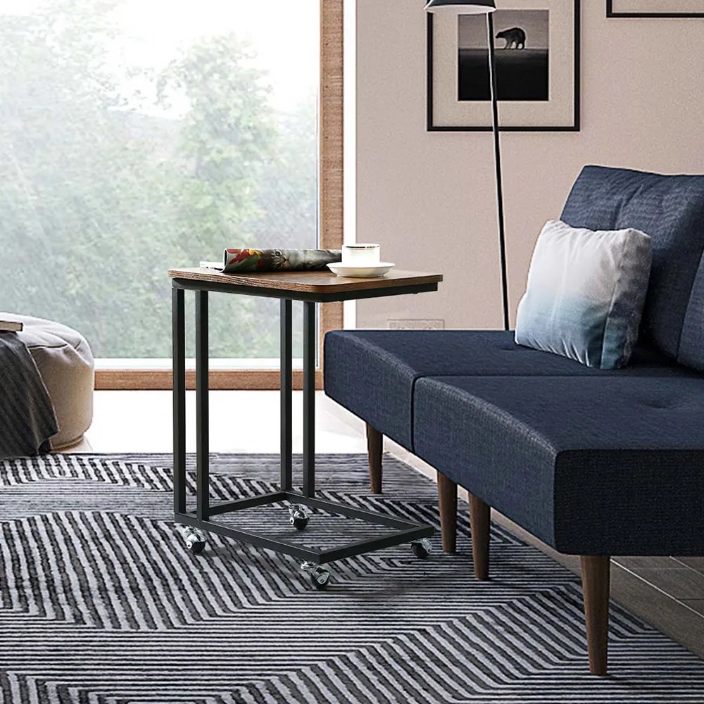 Măsuță laptop cu cadru metalic pe roți