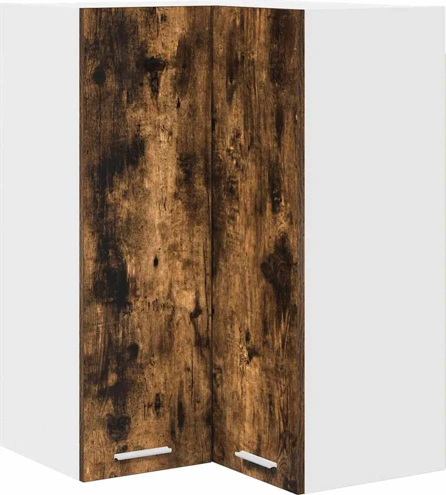 vidaXL Dulap suspendat Stejar afumat și alb 57 x 57 x 80 cm