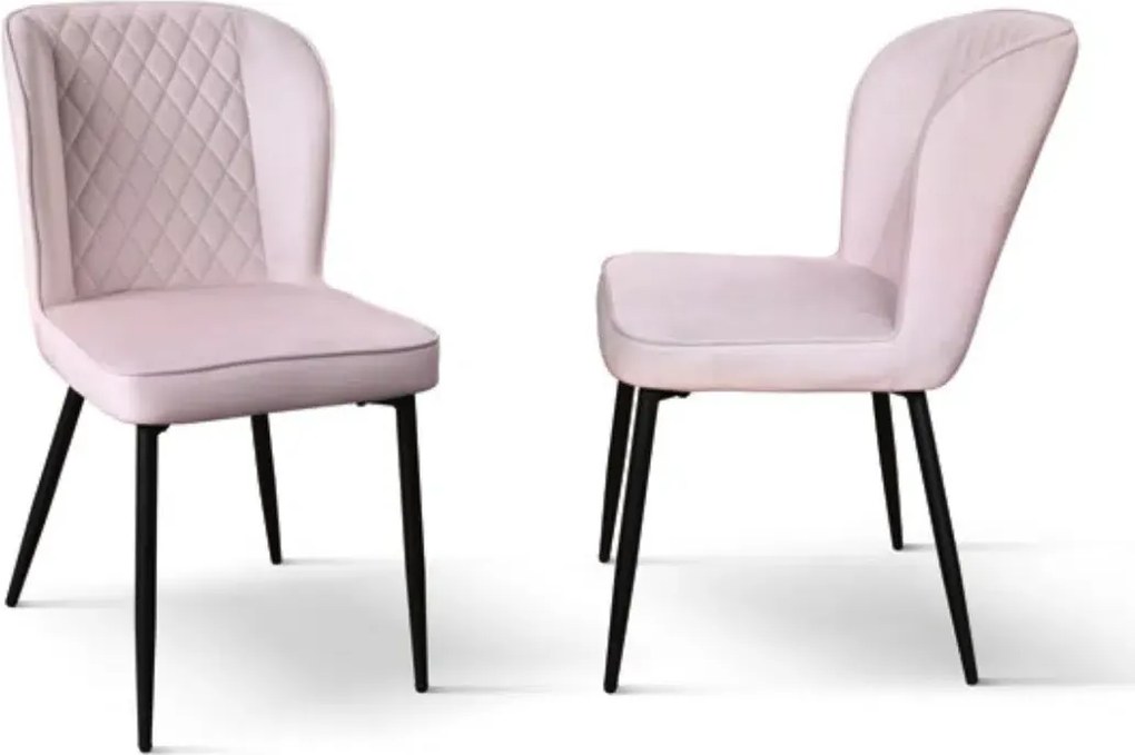 SET 4 Scaune Manta, structura metalica, catifea - STANDARD - NEGRU - ALBASTRU - CATIFEA