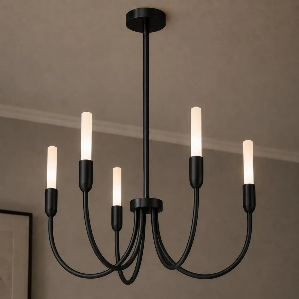 Candelabru cu 5 brate AUGUSTINE negru/alb