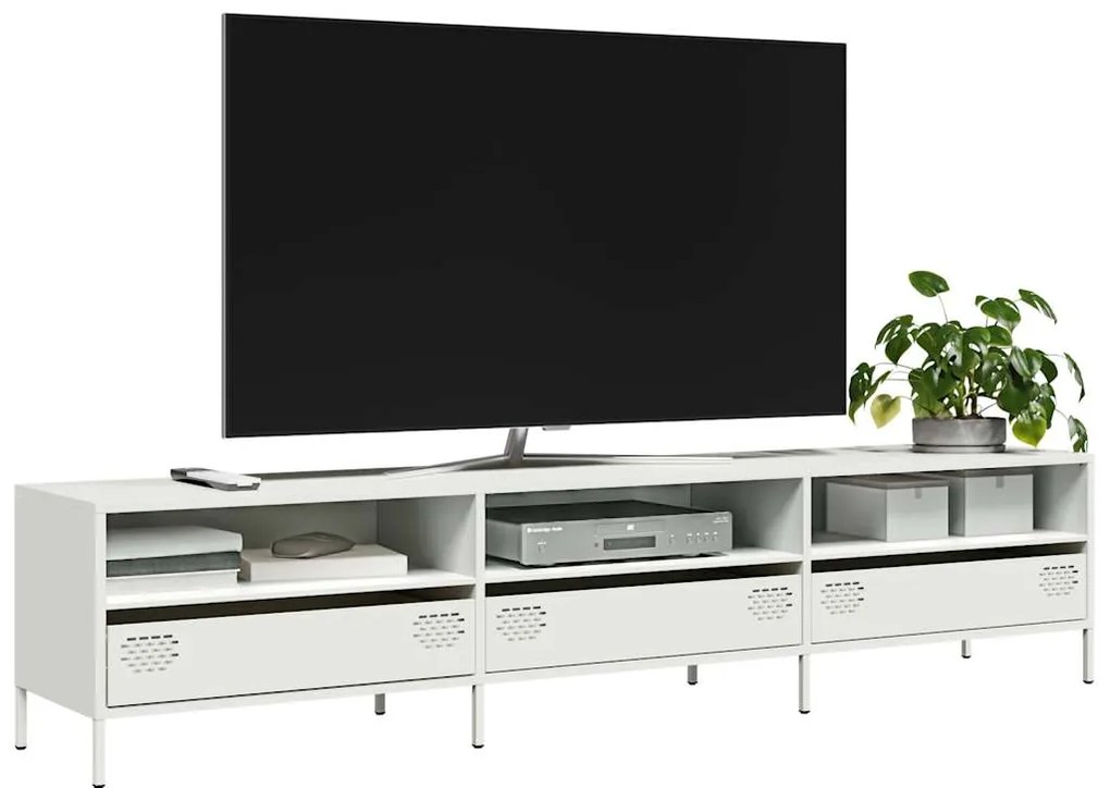 vidaXL Dulap TV, alb, 202x39x43,5 cm, oțel laminat la rece