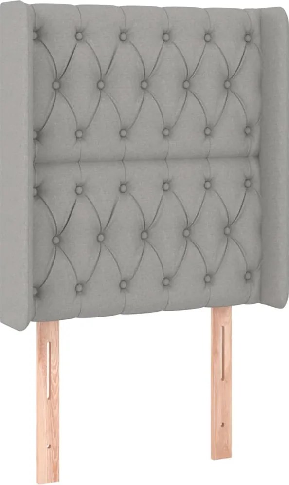 vidaXL Tăblie de pat cu aripioare gri deschis 83x16x118/128 cm textil