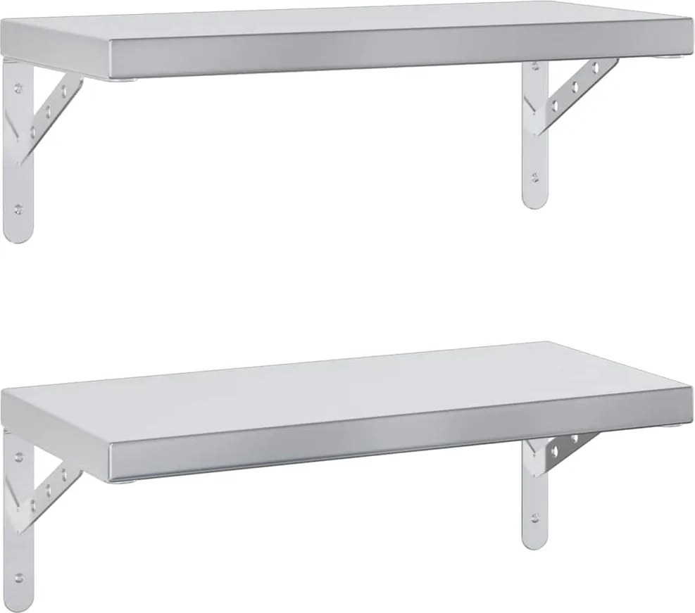 vidaXL Rafturi de perete, 2 buc. 50x23,5 cm argintiu oțel inoxidabil