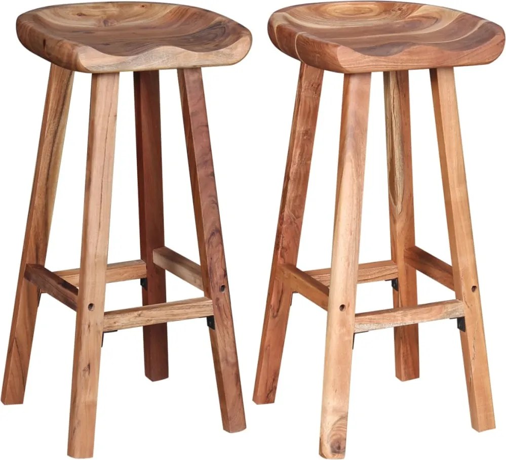vidaXL Scaune de bar, 2 buc., lemn masiv de acacia