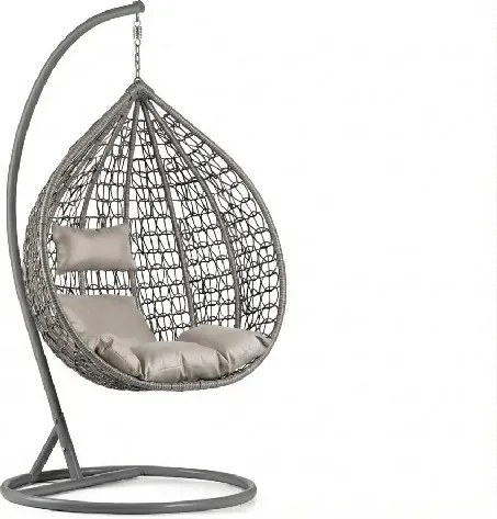 Scaun suspendat gri KOKON cu suport, perna deschisa