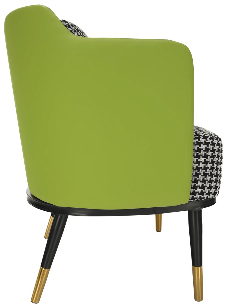 Fotoliu design, model alb-negru/ piele ecologică verde, EMREN