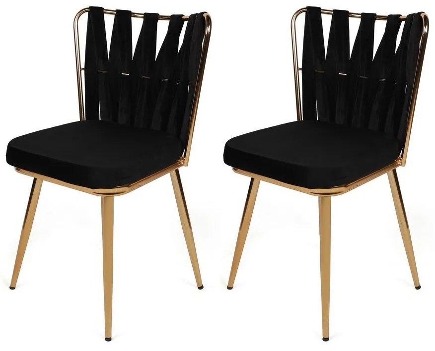 Set de scaune de sufragerie Kusakli Black andGold, 2 buc., 2 buc.