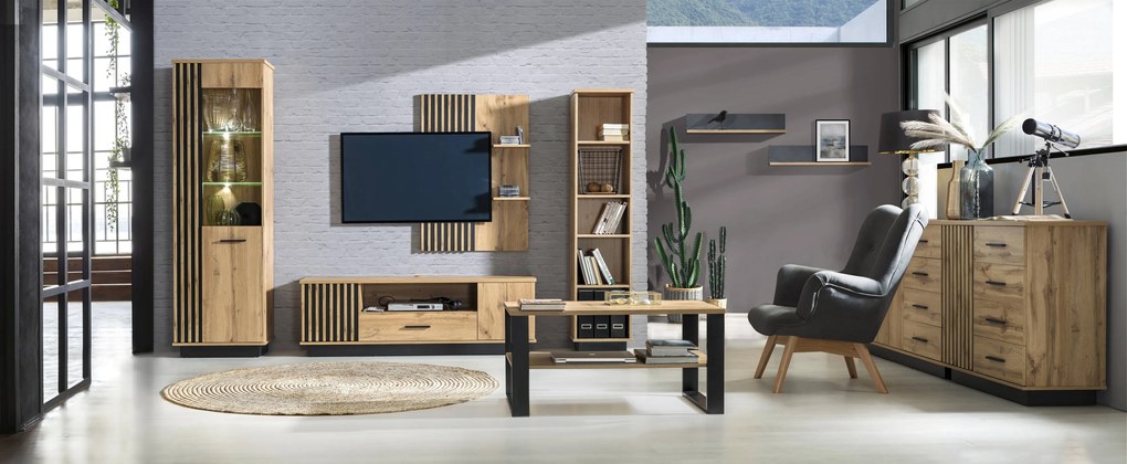 Masă PC typ LA8 Laticia (negru mat + stejar wotan). 1040634