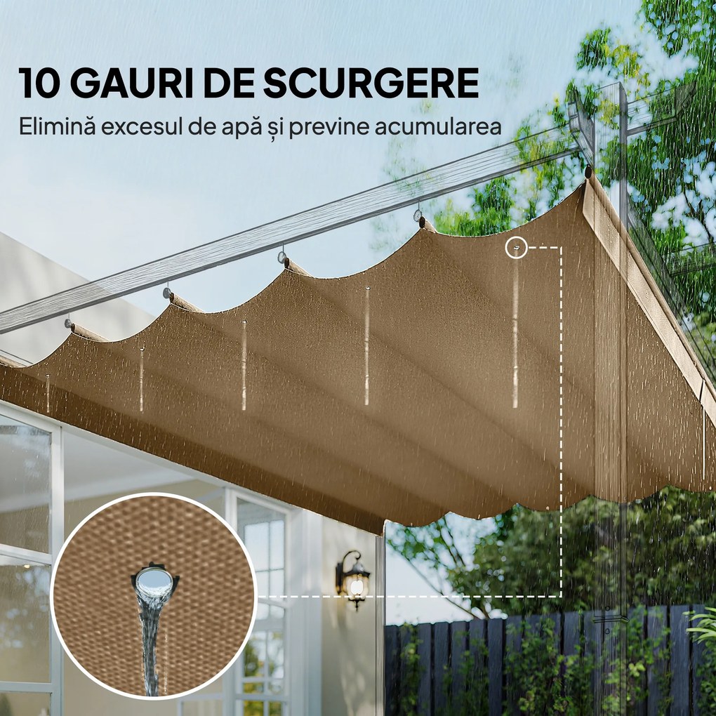 Outsunny Acoperiș de Schimb pentru Pergolă cu 10 Orificii de Drenaj,  Permeabil, 4x3 m, Bej | Aosom Romania