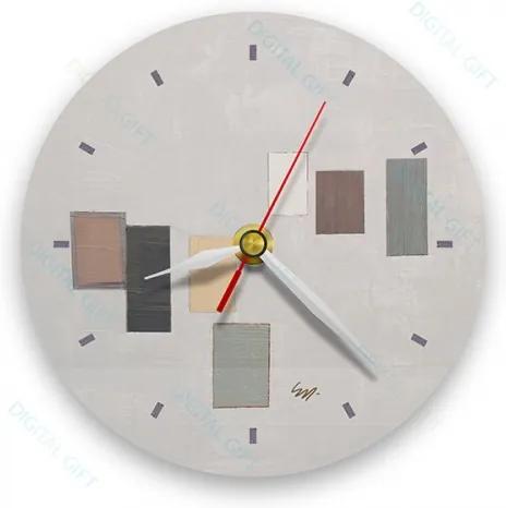 Ceas de perete - Abstract, ritm pe gri 21 cm, lemn