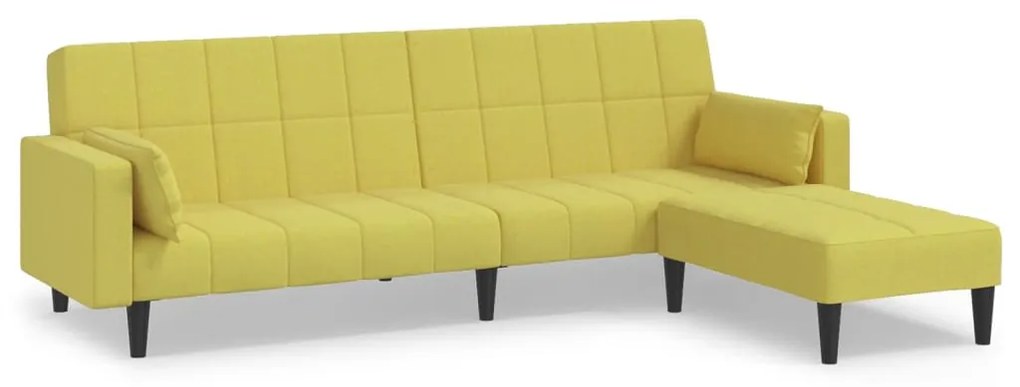 3080680 vidaXL Canapea extensibilă 2 locuri, 2 perne/taburet, verde, textil