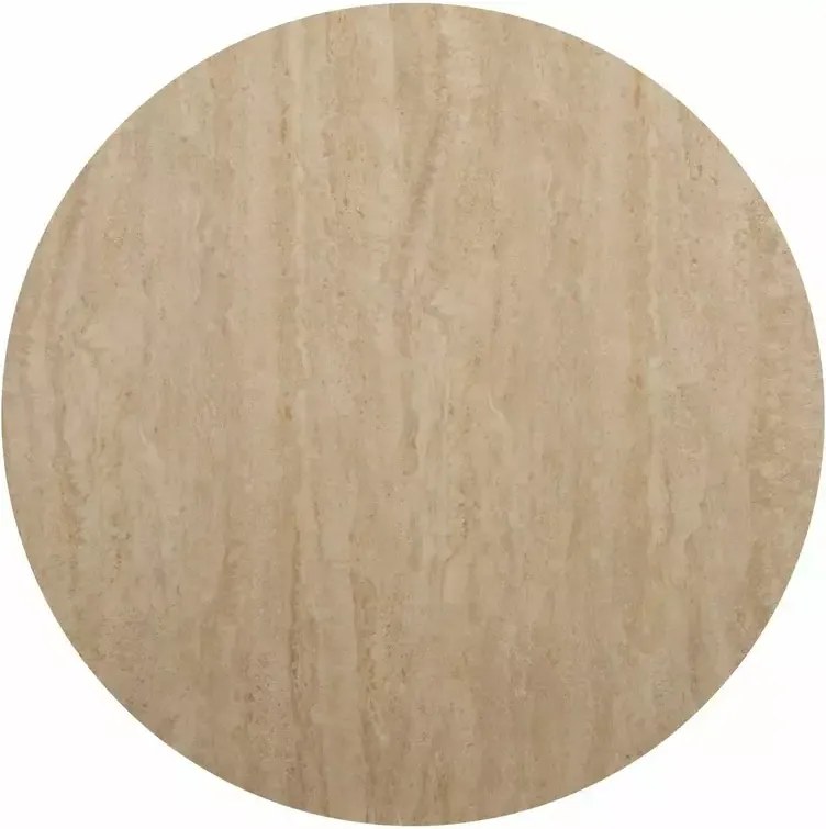 Masa rotunda de sufragerie TALIA 90 cm cu blat din ceramică tip travertin, bej