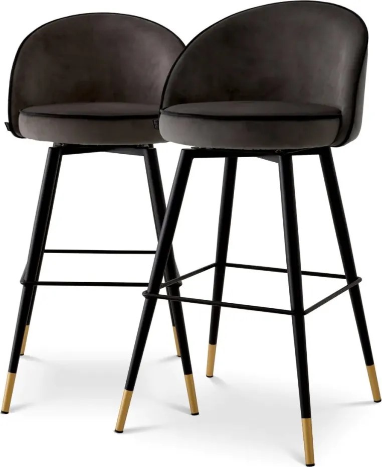 Set de 2 scaune de bar pivotante, design LUX, Bar Stool Cooper gri inchis