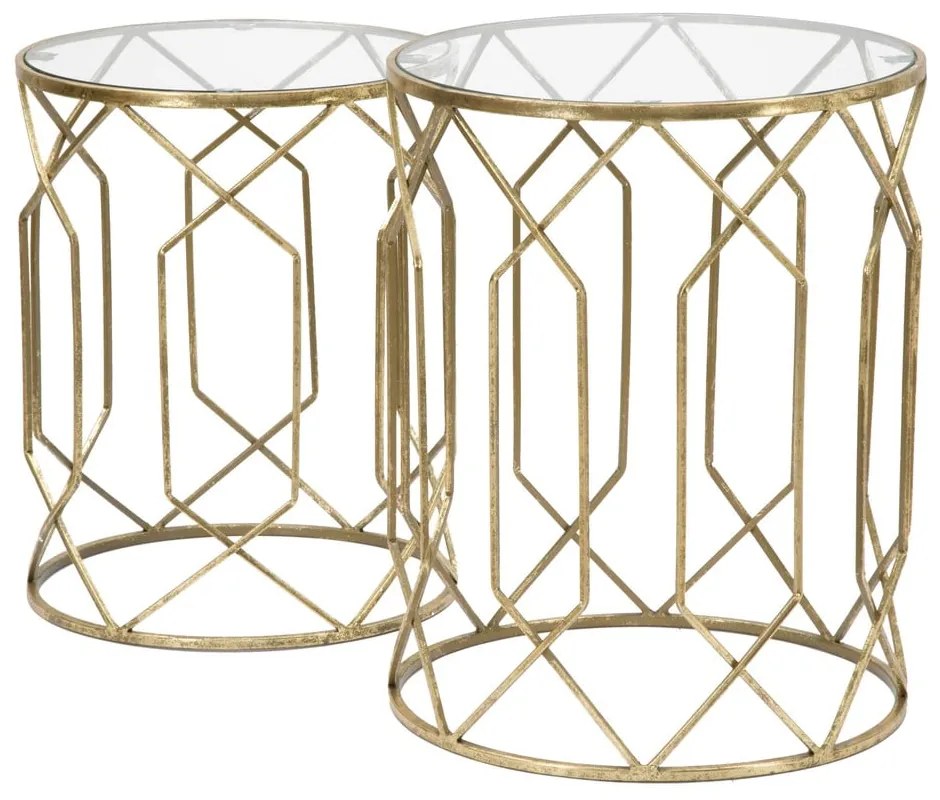 Măsuțe auxiliare rotunde cu blat din sticlă 2 buc. ø 42 cm Tunisi – Mauro Ferretti