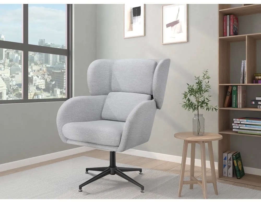 Fotoliu gri deschis wing cu tapițerie din catifea Vanessa – Støraa