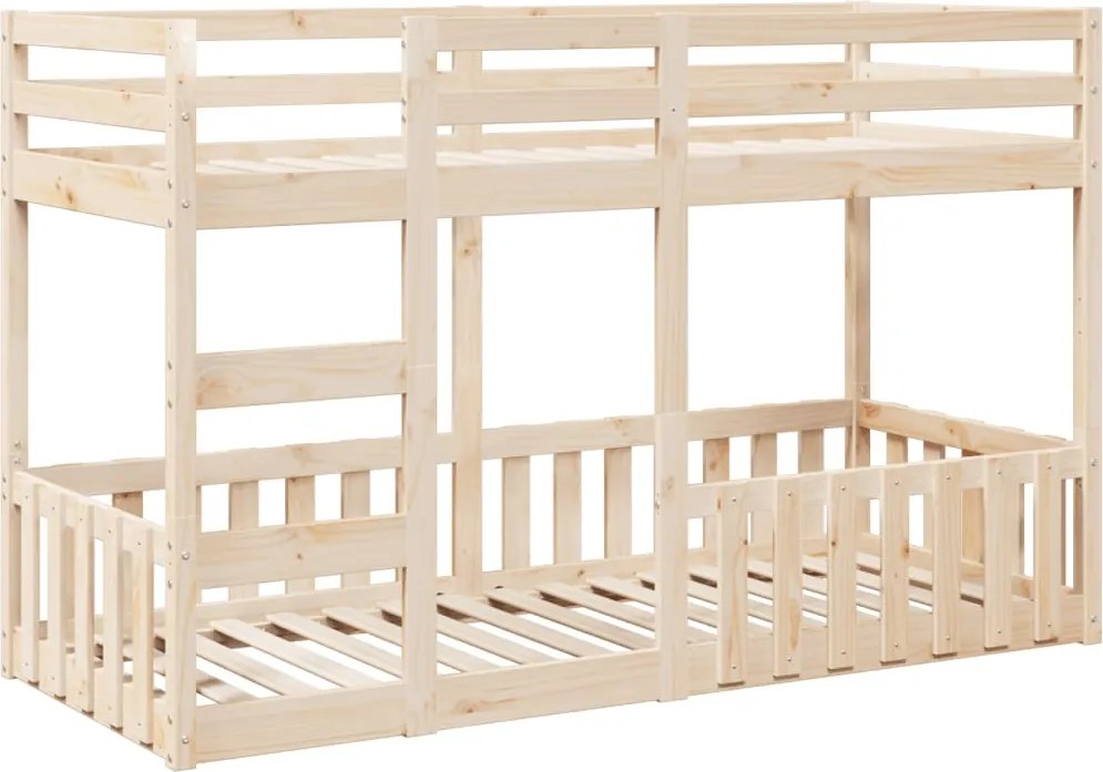 vidaXL Pat supraetajat, 90x200 cm, lemn masiv de pin