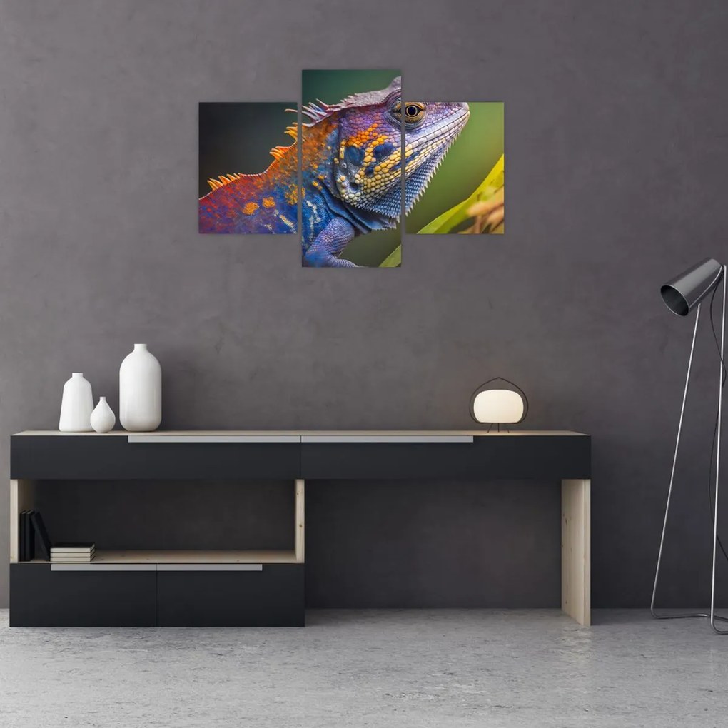 Tablou - Iguana colorată (90x60 cm)