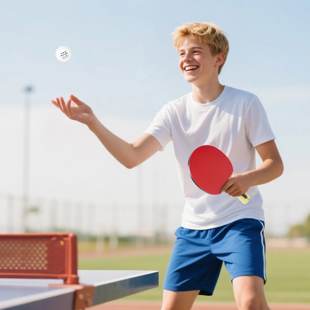 SPORTNOW Set 4 Palete Ping Pong și 8 Mingi cu Husă Roșu și Negru | Aosom Romania