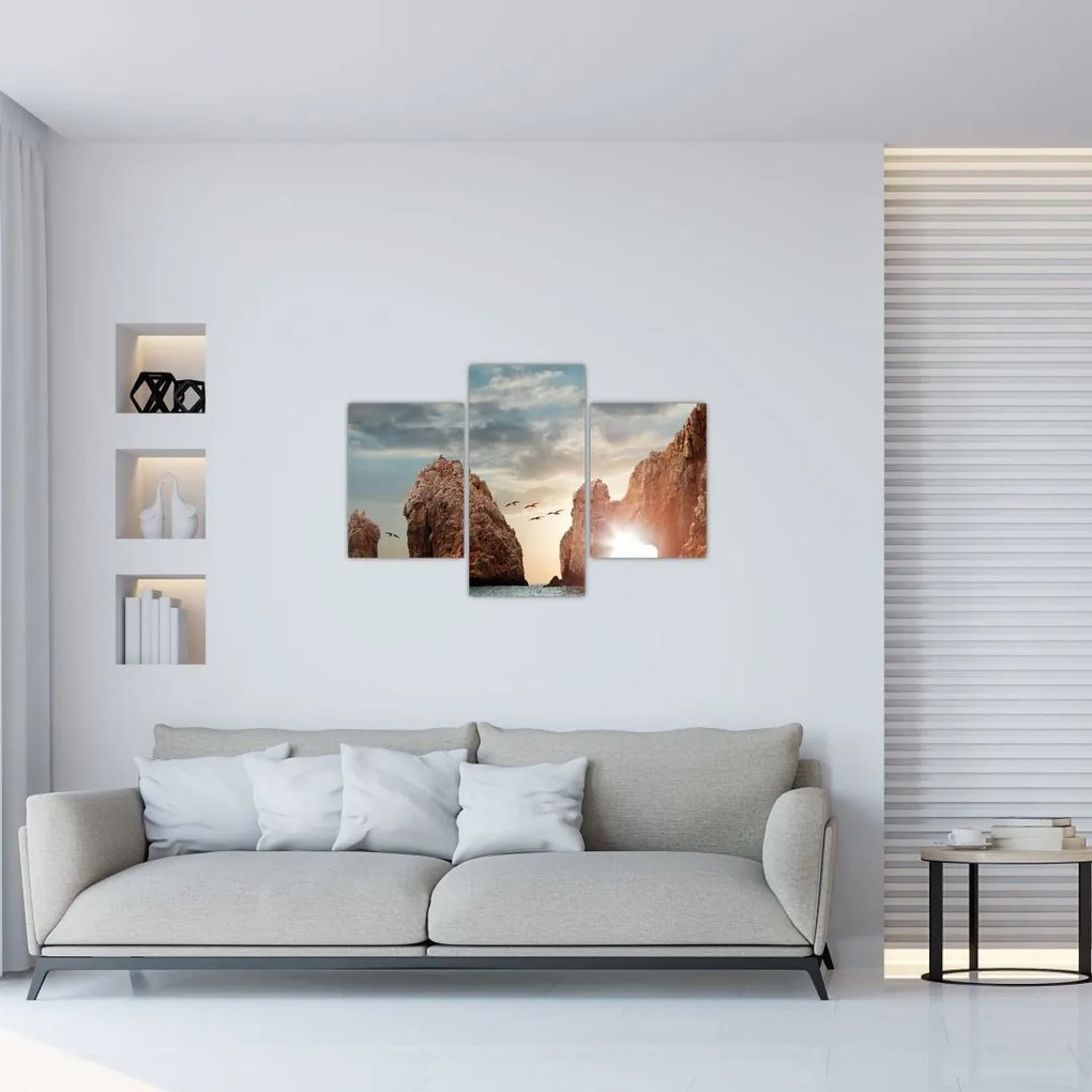 Tablou - Apus de soare peste stânci (90x60 cm)