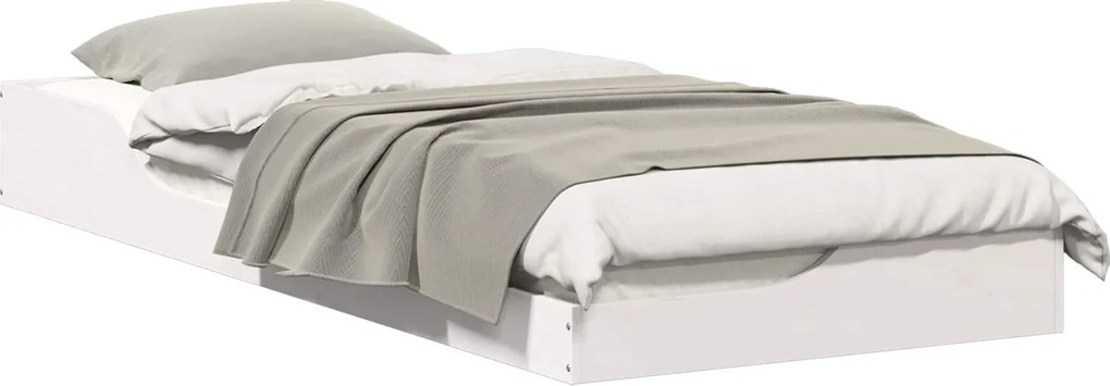vidaXL Cadru de pat Alb 90 x 220 cm Lemn de pin masiv