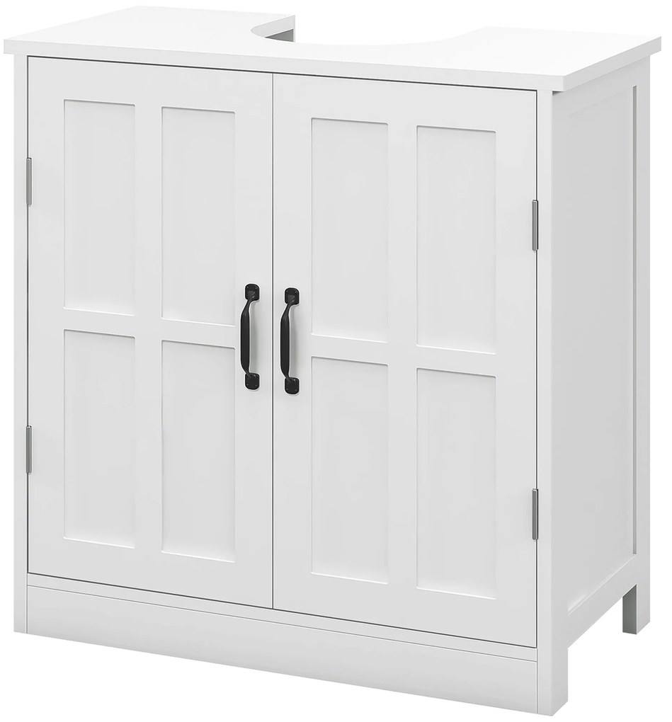 kleankin Mobilier sub lavabou pentru baie mobilier sub chiuvetă cu dublă ușă și raft reglabil, 60x30x60cm, alb | Aosom Romania