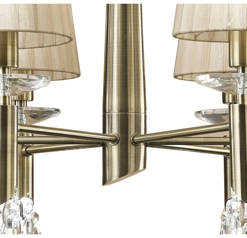Candelabru elegant cu 6 brate Tiffany alama antique/ abajur soft bronz