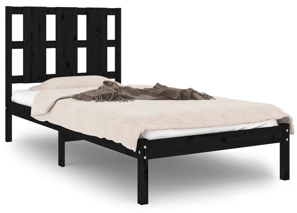 3105589 vidaXL Cadru de pat, negru, 90x200 cm, lemn masiv de pin