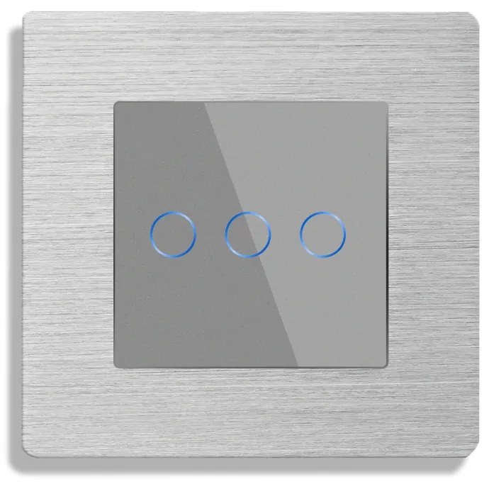 Intrerupator Triplu cu Touch din Sticla si Rama de Aluminiu LUXION, Protocol ZigBee