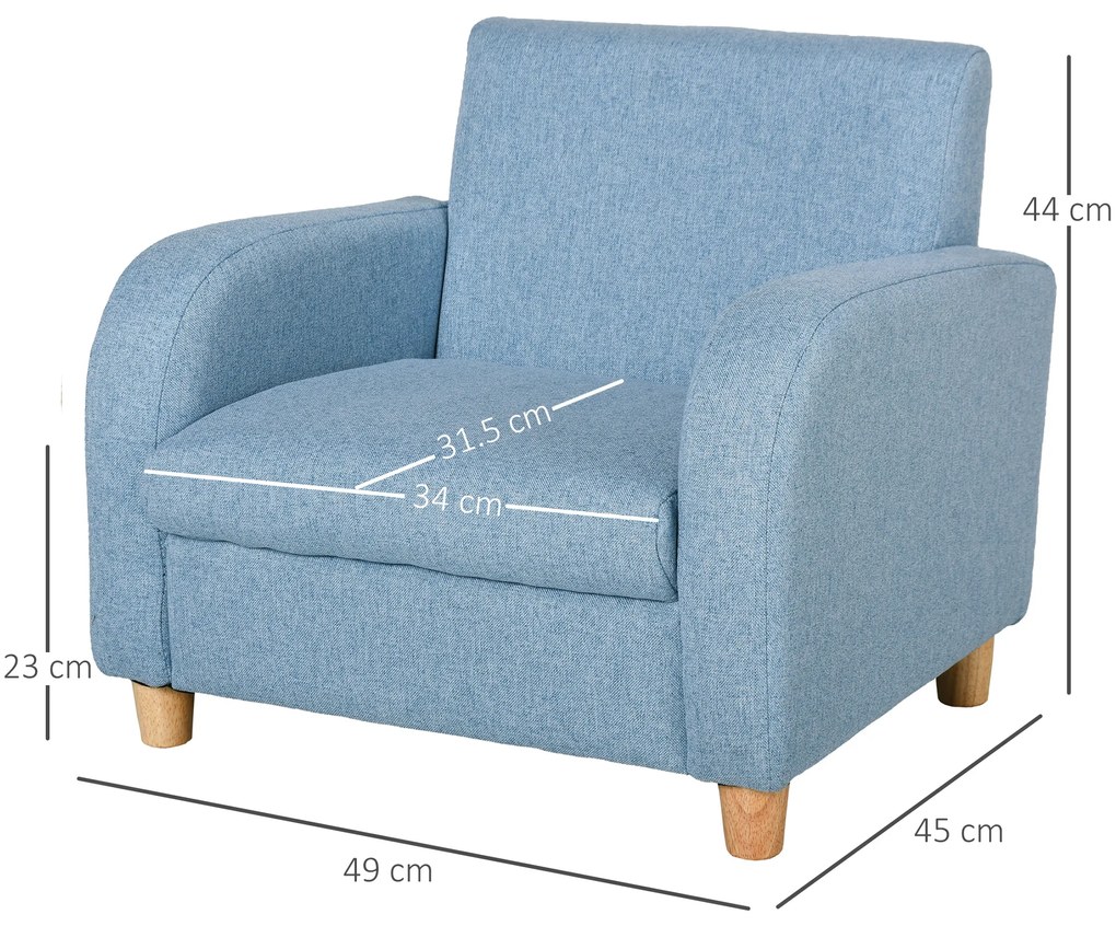 HOMCOM Scaun pentru Camera Copiilor în Material Textil Max. 65 kg 49x45x44cm Albastru | Aosom Romania