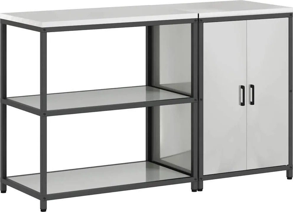 vidaXL Set de depozitare pentru bucătărie cu raft 2 pcs Argintiu