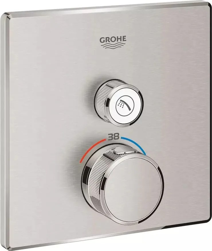 Baterie dus incastrata cu termostat Grohe Grohtherm SmartControl pentru 1 iesire crom periat Supersteel