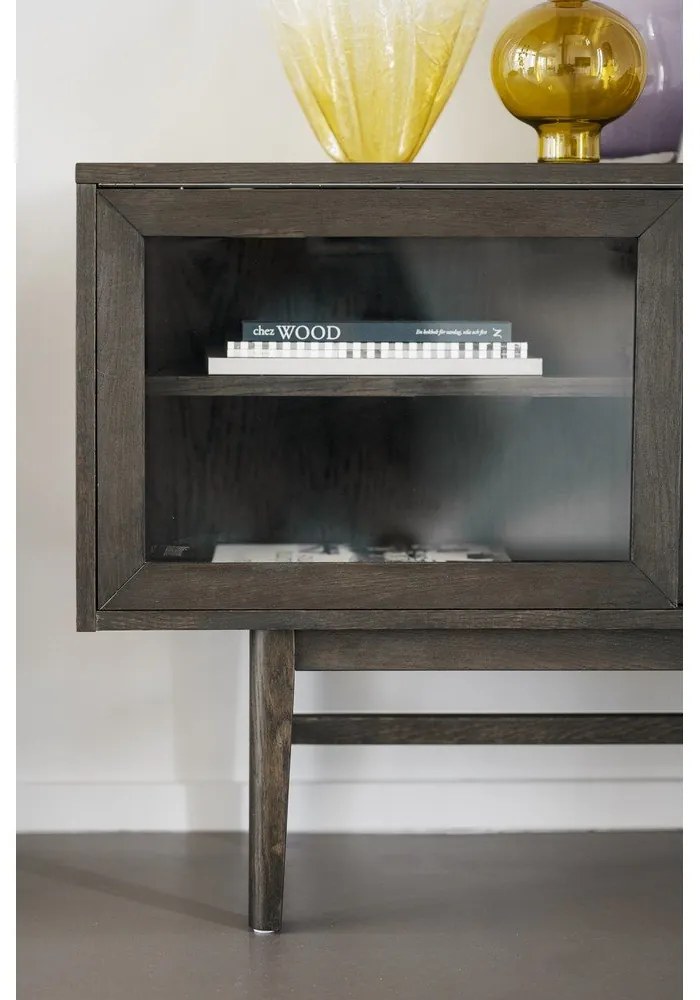 Vitrină maro cu aspect de lemn de stejar cu ușă glisantă 170x75 cm Hazelton – Rowico